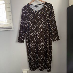 Land's End 1X Candy Cane Nightgown Sleep Black Novelty Halloween Festive Cotton